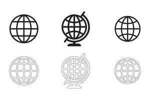 Globe Icons Simple Clean and Smooth Solid and Outline Styles vector