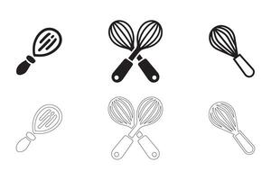 Whisk Icon Set with Clean Lines vector