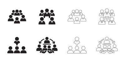 Minimalist Teamwork and Collaboration Icons Collection vector