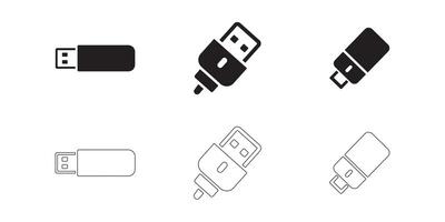 USB Flash Drive Icon Set with Clean Lines vector