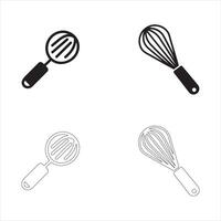 Simple Whisk Illustrations in Solid and Outline Styles vector