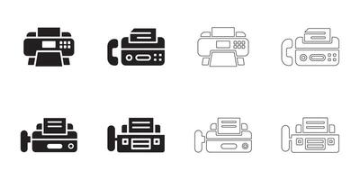 Fax Machine Icon Set with Clean Lines vector