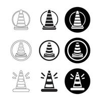 Traffic Cone Icons in Various Styles. vector