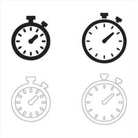 Alarm Clock and Stopwatch Icon Set with Clean Lines vector