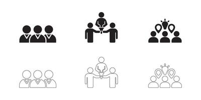 Teamwork and Collaboration Icon Set with Clean Lines vector