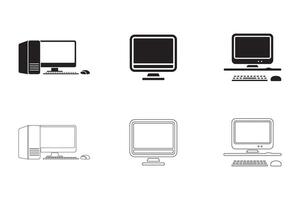 Desktop Computer Icon Set with Clean Lines vector