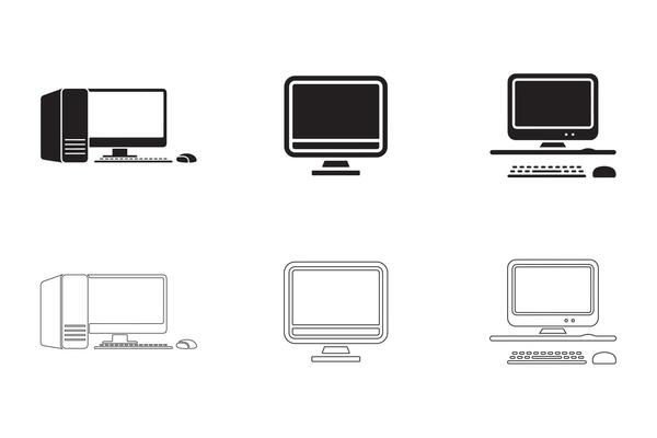 Desktop Computer Icon Set with Clean Lines