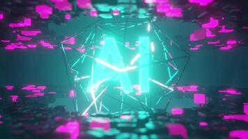 AI Typography 3d animation,Artificial Intelligence Logo typography motion graphics, Ai 3D neon light animation,Ai alphabet letter,Ai Logo Text background. video