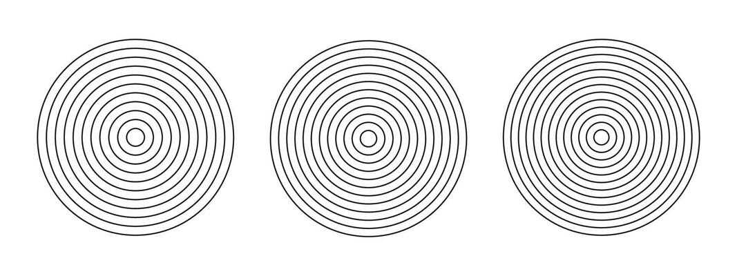 Set of polar grids concentric circles. Wheel of life or habits tracker. Collection of circle diagrams divided on 10, 11, 12 segments. Blank polar graph paper. Coaching tool. Lifestyle balance template