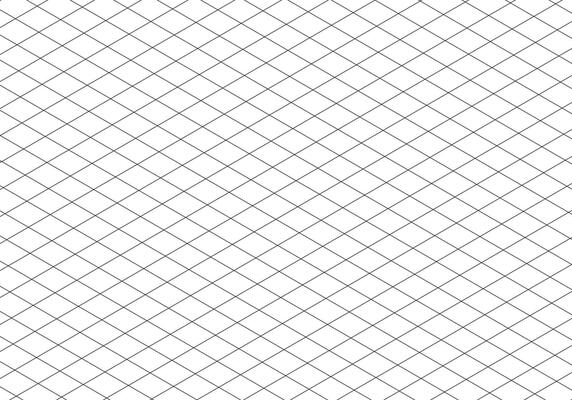 Isometric grid line guide pattern. 3d perspective paper background. Notebook sheet blank. Typography template for making notebooks production, for school. Squared grid paper. Mathematics cube pattern.