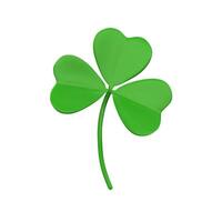 3D trefoil icon. Clover with three leaves. Decorative element for St. Patrick's Day. 3D realistic illustration isolated on white background. vector