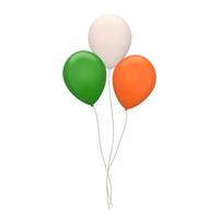 Set of 3D round balloons in colors of Irish flag. Green, white, orange. 3D illustration Isolated on white. Design elements for St. Patrick's Day, Ireland Independence Day vector