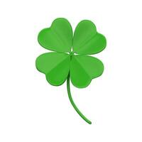 3D green quatrefoil leaves. Clover icon. Symbol of lucky. Decorative element for St. Patrick's Day. 3D realistic illustration isolated on white background. vector