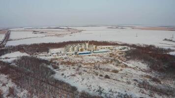 Drone view of the agricultural complex on a winter morning video