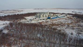 Drone view of the agricultural complex on a winter morning video