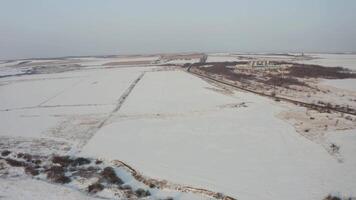 Drone view of the agricultural complex on a winter morning video