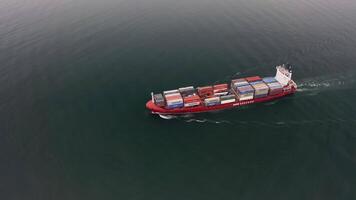 Drone view of the a container vessel in motion video