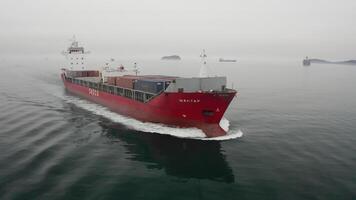 Drone view of the multipurpose vessel in motion video