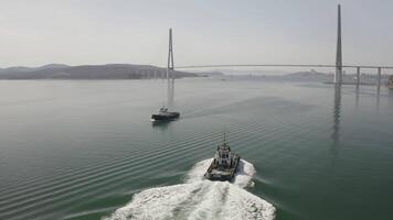 Tugboat operations from a drone's perspective video