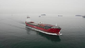 Drone view of the multipurpose vessel in motion video