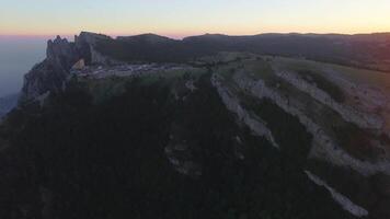Aerial view of Mount Ai-Petri on the Crimea at sunset video