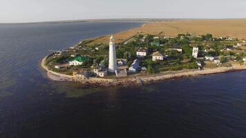 Drone view of the lighthouse located at Cape Tarkhankut video