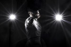 singer man with microphone photo