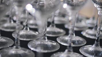 Close up of empty wine glasses on a table video