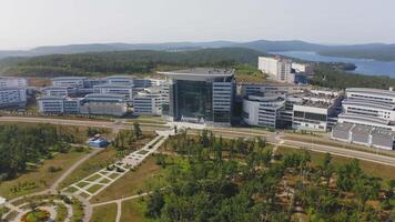 View from a drone on the campus of the Far Eastern Federal University FEFU video