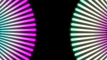 Two colorful light rays are shown on a black background video