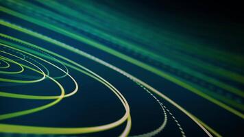 Abstract animation with green lines and concentric circles creating depth and a modern feel video