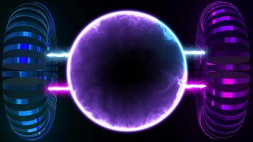 3D glowing portal with futuristic donut shape on black background video