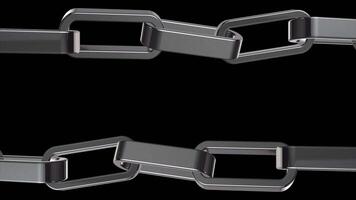 4K animation of two rotating metal chains on a black background with copy space area video