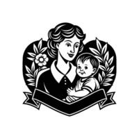 Mother and child in heart shape illustration vector