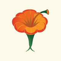 An orange flower with a green stem vector