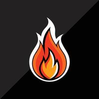 Fire flame icon on black background vector