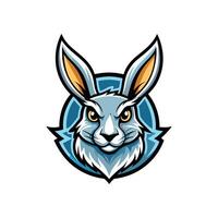 A rabbit head with large ears and a blue background vector