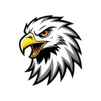 An eagle head with a yellow beak and black feathers vector