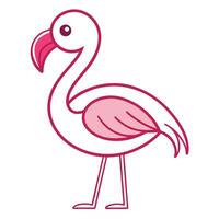 A pink flamingo standing on a white background vector
