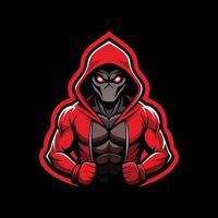 A red hooded man with a black background vector