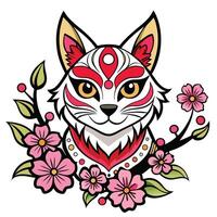 A cat with a flower in its mouth vector