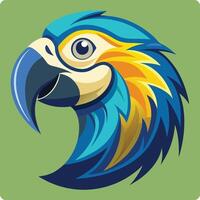 A colorful parrot head with a green background vector