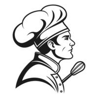Chef cook with a spatula and a chef hat vector