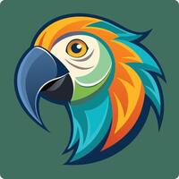 A colorful parrot head with a blue and orange beak vector