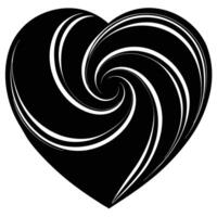 A black and white heart with swirls vector