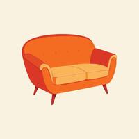 un naranja sofá es mostrado en un plano estilo vector