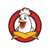 A cartoon chicken head with a chef hat on it vector