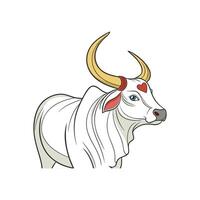 A white bull with horns and a red heart vector