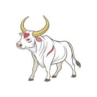 A bull with horns and a heart on its forehead vector