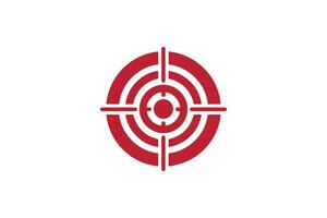 A red and white logo with a target in the center vector